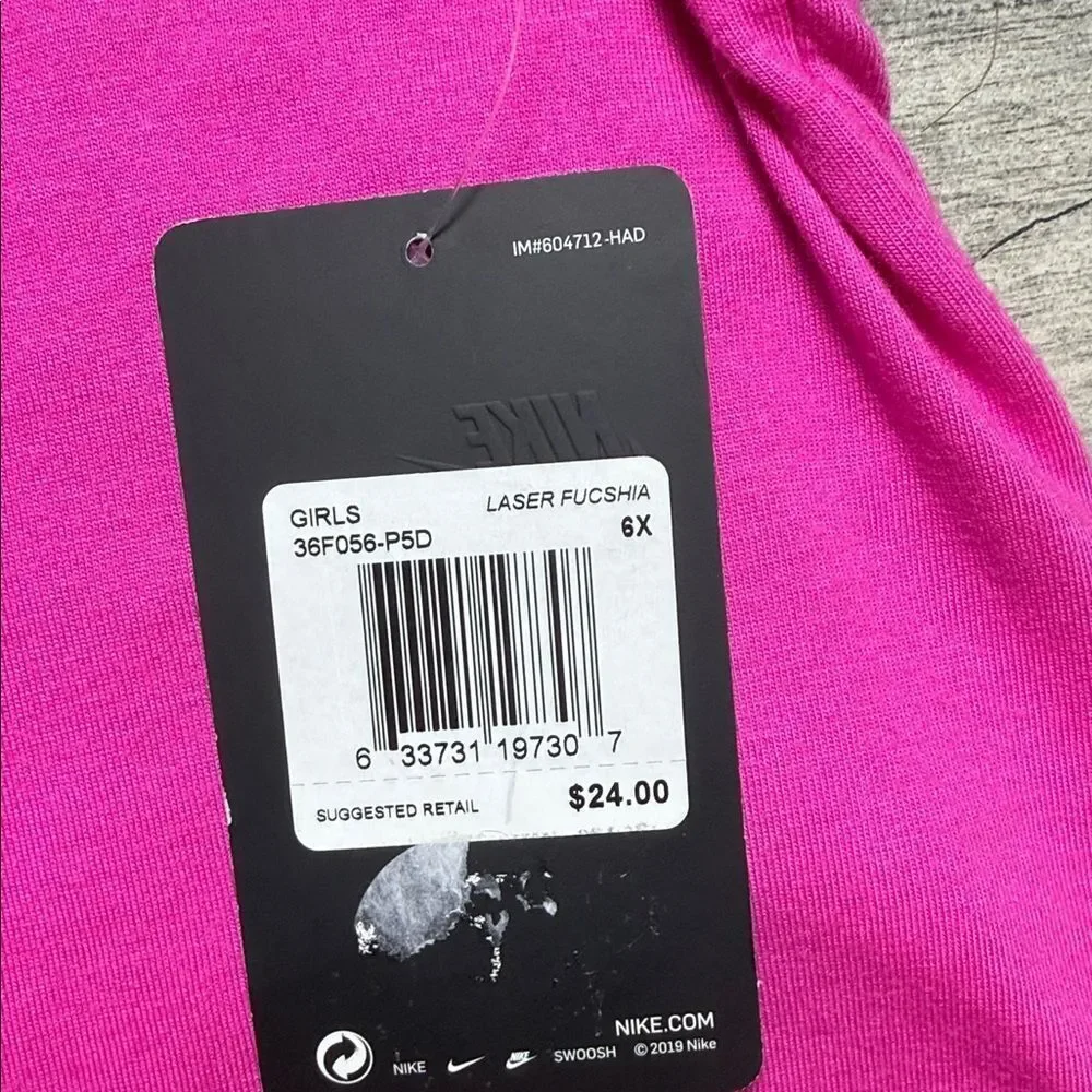 Nike Kids Fuchsia Tee with Silver  Logo Size 6X